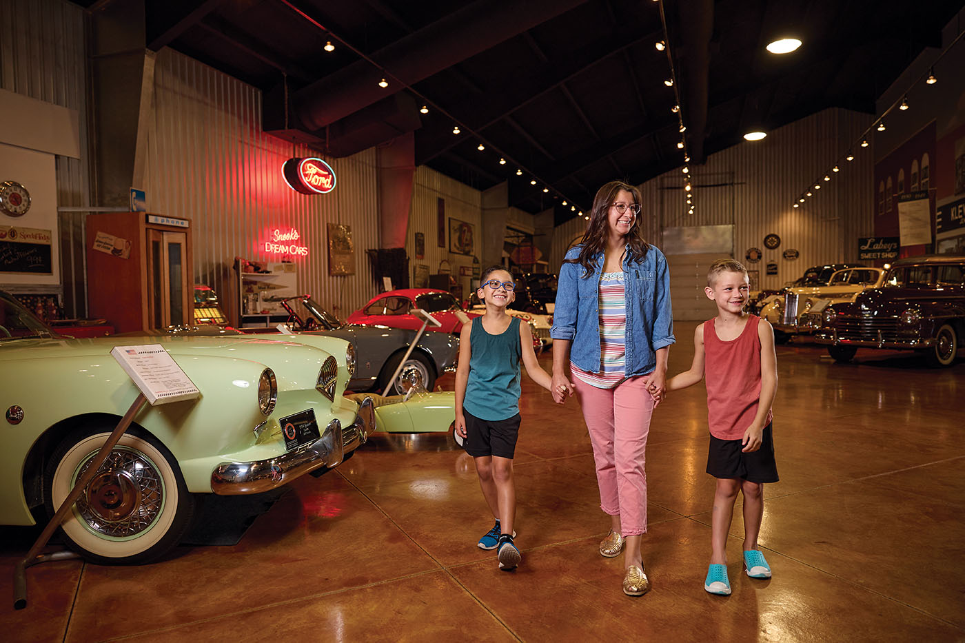 Family touring a museum.