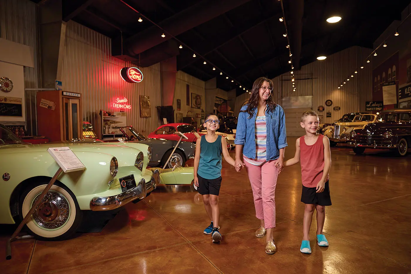 Family touring a museum.